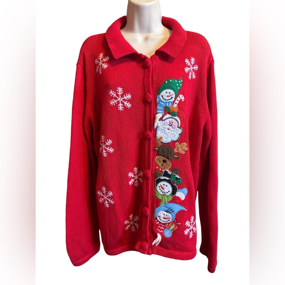 Basic Editions Red Holiday Cardigan